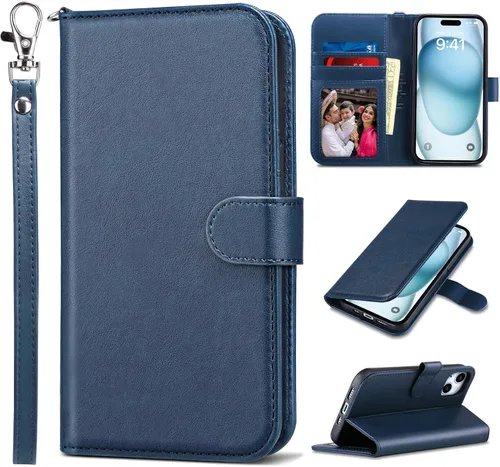 Vista 23 de ULAK Funda tipo billetera compatible con iPhone 15 para mujeres, funda tipo cartera con estampado floral de piel PU premium con porta tarjetas