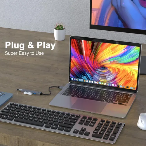 Vista 5 de Estación de acoplamiento, concentrador TOTU USB A, 4 puertos USB A 3.0 + USB A 2.0 * 3 estación de acoplamiento - Transferencia de datos de 5 Gbps