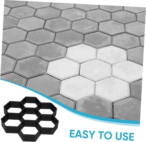 Vista 7 de Cabilock Molde de piedra para pavimentar, molde de plástico con forma geométrica hexagonal para suelo de cemento, molde reutilizable para escalones