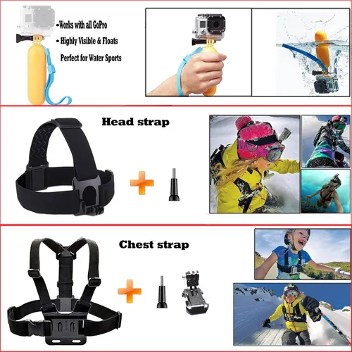Vista 4 de Kit de accesorios para cámara 60 en 1 compatible con GoPro Hero 13 12 11 10 9 8 7 6 /Session 5/Hero 4/3+/3/2/1, Insta360, DJI Osmo Action, AKASO