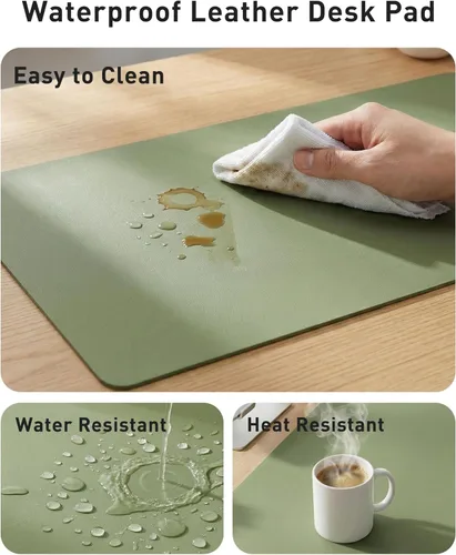 Vista 144 de Aothia Protector de escritorio de cuero, alfombrilla para mouse, alfombrilla de escritorio de oficina, 31.5 x 15.7 pulgadas, secante de escritorio