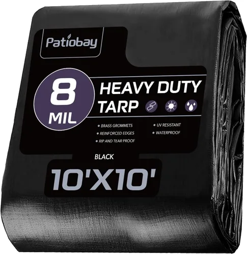 Vista 26 de Lona de 6 x 8 pies, lonas impermeables de 12 mil de servicio pesado con ojales cada 23.6 pulgadas, lona de plástico gruesa, resistente a los rayos