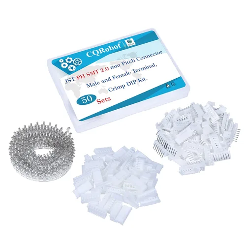 Vista 82 de CQRobot JST EL 4.5 mm de paso 2 pines conector electrónico IC macho, enchufes hembra carcasa y kit de terminales de crimpado en T macho/hembra. 50