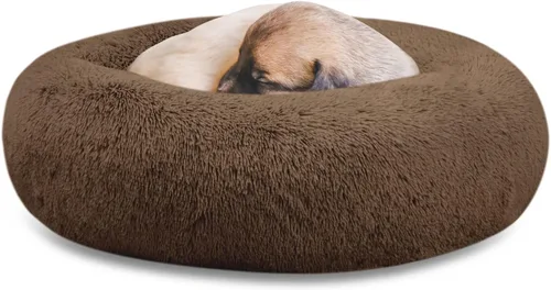 Vista 25 de SAVFOX Camas de felpa calmantes para perros, cama de perro dona para perros pequeños, medianos, grandes y extragrandes, cama cómoda para perros