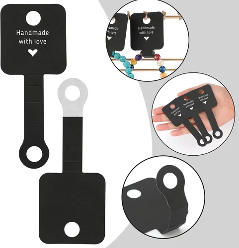 Vista 4 de joycraft 100 tarjetas autoadhesivas para pulseras, hechas a mano con tarjetas en blanco de amor, embalaje de joyería para vender, tarjetas colgantes