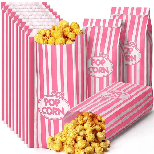 Vista 12 de Sherr 1000 Piezas Bolsas de Palomitas de Maíz de 1 Onza a Granel Negras con Rayas Retro Desechables para Noches de Película Navidad Circo Carnaval