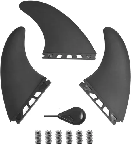 Vista 2 de Juego de 3 aletas para tabla de surf con 1 tornillo de aleta sin herramientas, aletas de empuje reforzadas con fibra de vidrio para longboard, tabla