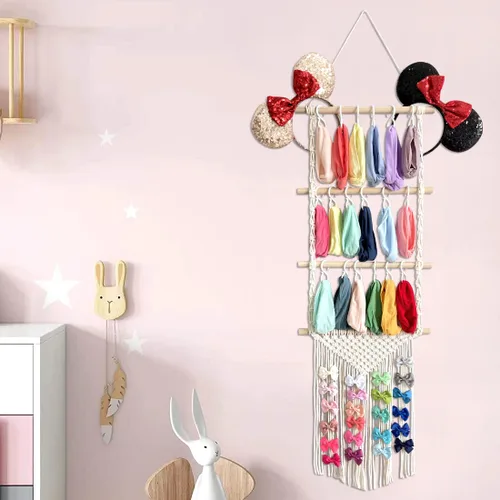 Vista 5 de ALinmo Soporte para diadema organizador de lazos para el cabello para niñas, diademas de bebé, accesorios para el cabello, organizador