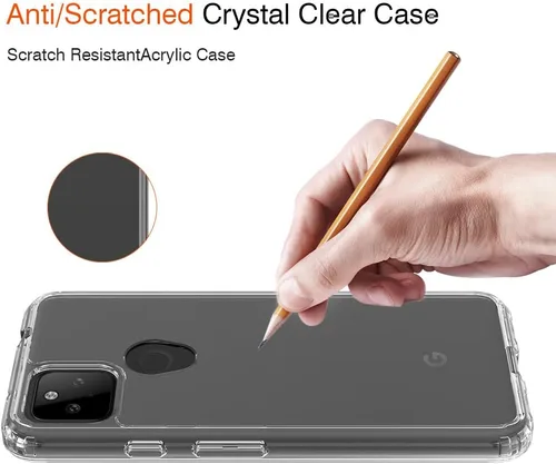 Vista 6 de Funda de teléfono para Google Pixel 5a 5G con 2 protectores de pantalla, funda de TPU transparente a prueba de golpes para Google Pixel 5a 5G, funda