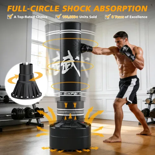 Vista 2 de GIKPAL Freestanding Punching Bag for Adults 67'' Heavy Boxing Bag with Boxing Gloves, No Spring Low-Noise Standing Bag for Home Office Kickboxing