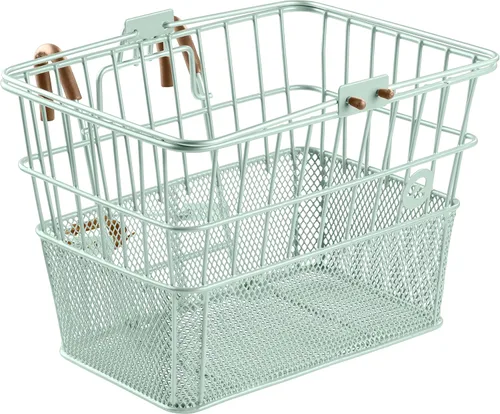 Vista 17 de Retrospec Apollo canasta delantera desmontable para bicicleta de media red de acero con ganchos desmontables integrados y asas incorporadas, fácil