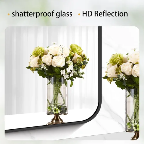 Vista 6 de DESBING Espejo de Baño de 30" x 36", Espejo de Pared Negro Mate con Marco de Metal, Espejo Rectangular Decorativo de Tocador para Dormitorio Baño