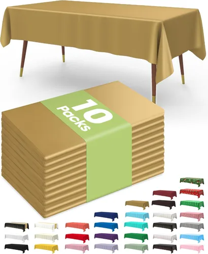 Vista 34 de Pureegg - Juego de 10 manteles de plástico desechables redondos de 84 pulgadas, para fiestas, picnics, bodas, manteles decorativos, redondos, Blanco