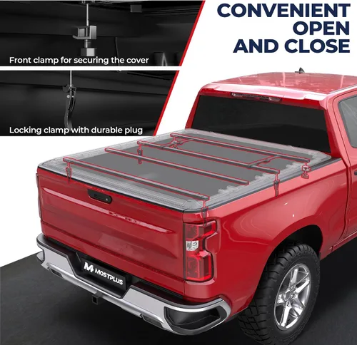 Vista 3 de MOSTPLUS - Funda de tonneau de triple pliegue suave de 5.8 pies para cama de camioneta, compatible con Chevy Silverado 1500 2007 2008 2009 2010 2011