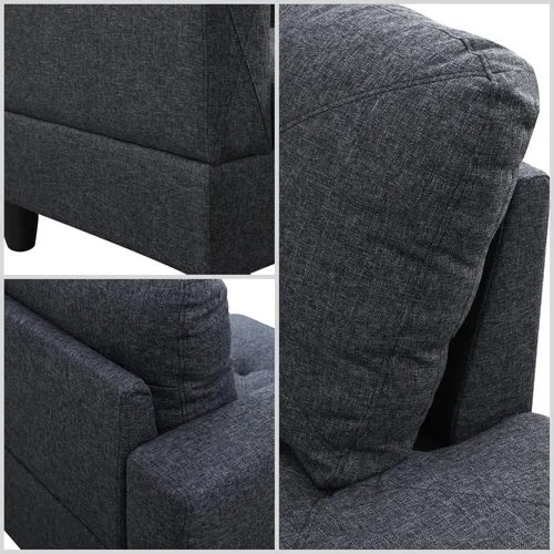 Vista 5 de GlasFlength Sofá modular en forma de L, sofá modular con diván, sofás modulares modernos, muebles para sala de estar, apartamento, oficina, Gris