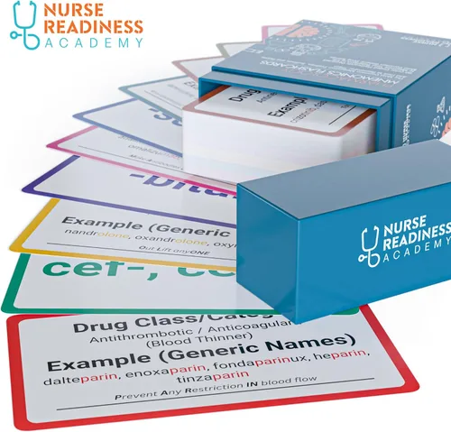 Vista 5 de Tarjetas de ayuda memoria de farmacología: 60 tarjetas codificadas por color para aprender los nombres genéricos de medicamentos más comunes