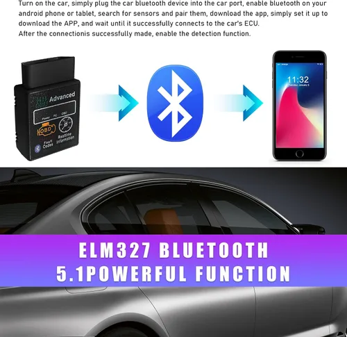 Vista 4 de Dickno Escáner Bluetooth OBD2 para automóvil, lector de código inalámbrico y herramientas de escaneo de diagnóstico de motor de verificación