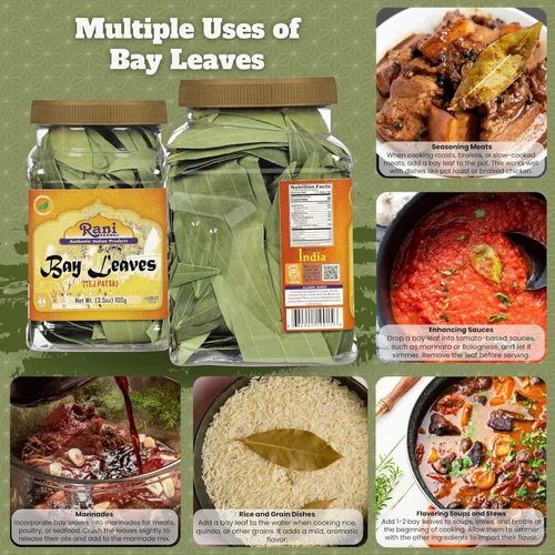 Vista 3 de Rani - Tarro de PET extra grande de 3.5 onzas (3.53 oz) de hoja de laurel (hojas), totalmente natural, apto para gluten, sin OMG, kosher, vegano