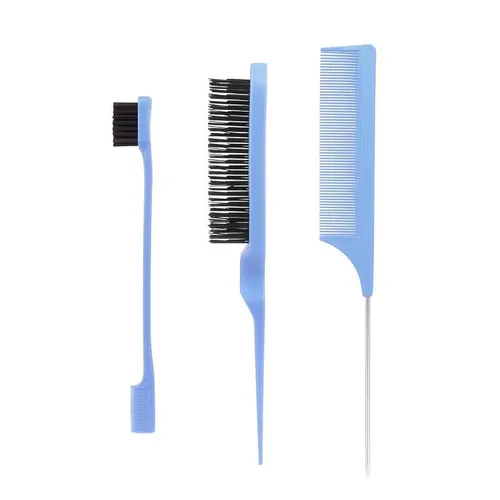 3PCS Hair Brush Set,Hair Styling Comb Including Dual Sided Edge Brush & Rat Tail Comb And Teasing Comb For Women Men Barber,Dense Tooth Design-1