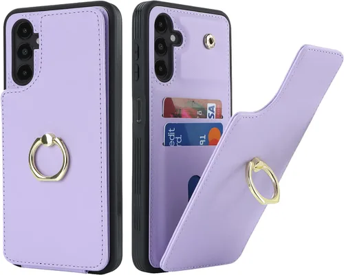 Vista 58 de Lipvina Funda para Samsung Galaxy A03s con tarjetero, Galaxy A03s para mujer, tarjetero de crédito, soporte con anillo, bonita funda para teléfono