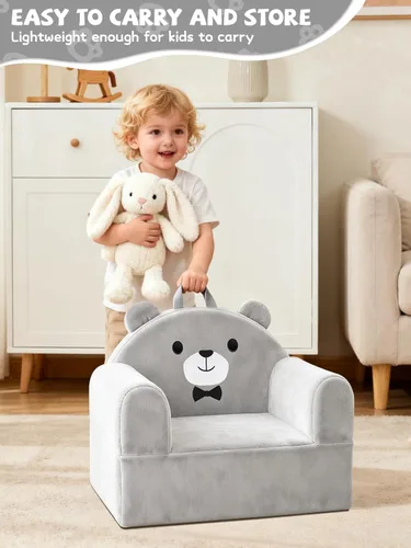 Vista 23 de Crown - Sofá cama para niños con funda extraíble lavable y respaldo de Magic-Tape - Silla plegable para niños pequeños, cómodos muebles