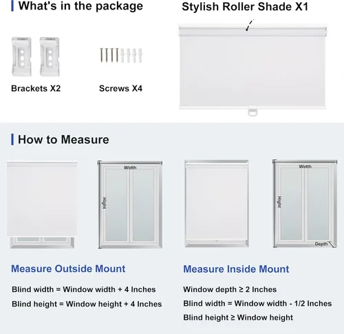 Vista 5 de HOTSOON Persianas enrollables opacas para ventanas, sin cordón, para aislamiento térmico, oscurecimiento de la habitación, persianas enrollables