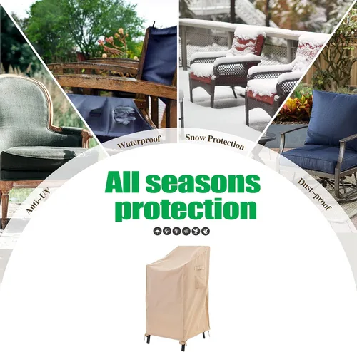 Vista 8 de F&J Outdoors Funda impermeable resistente a los rayos UV, respaldo alto, 4 sillas apilables, 27 pulgadas de ancho x 34 pulgadas de profundidad x 41