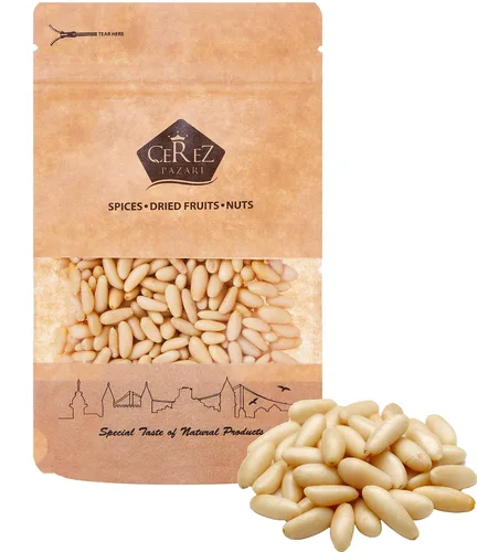 Cerez Pazari Piñones turcos mediterráneos de fama mundial, Fistigi de leva de alta calidad, piñones sin sal, natural, crudo, sin OMG, bolsa