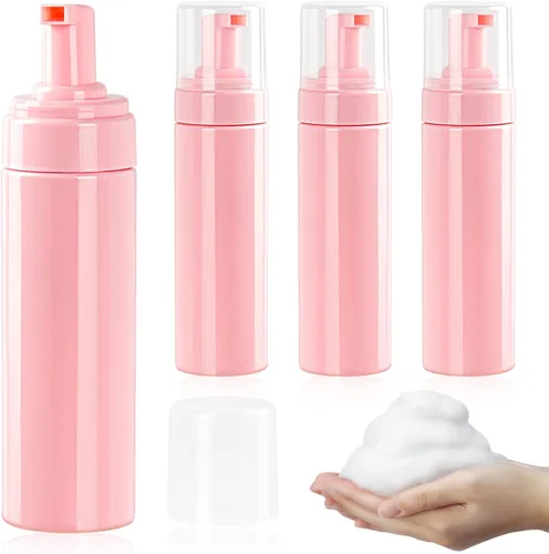 Vista 13 de Botella de espuma vacía transparente de 5.1 onzas líquidas, botella de espuma de viaje para jabón, champú, botella dispensadora de espuma