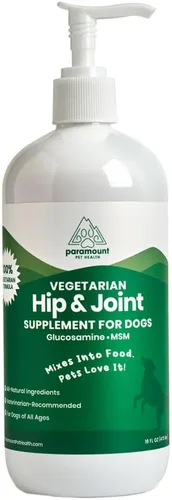 Paramount Pet Health Glucosamina líquida a base de plantas para perros, 1600 mg de apoyo articular condroitina, MSM y Omega 3-6-9, suplemento de