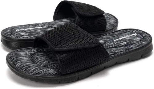 Vista 4 de FUNKYMONKEY Sandalias de espuma viscoelástica para hombre, sandalias deslizantes ajustables con correa gráfica para exteriores