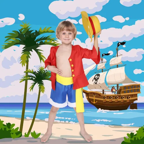 Vista 2 de Abrigo de anime para niños, disfraz de fiesta de Halloween, conjunto completo