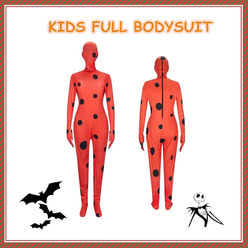 Vista 6 de Disfraz de mariquita de cuerpo completo para niños, traje de elastano para Halloween, cosplay, traje Zentai