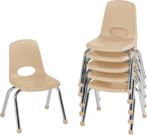 Vista 78 de Factory Direct Partners 10367-BL Silla escolar apilable de 16 pulgadas, asiento apilable para estudiantes con patas de acero cromado y rodamientos