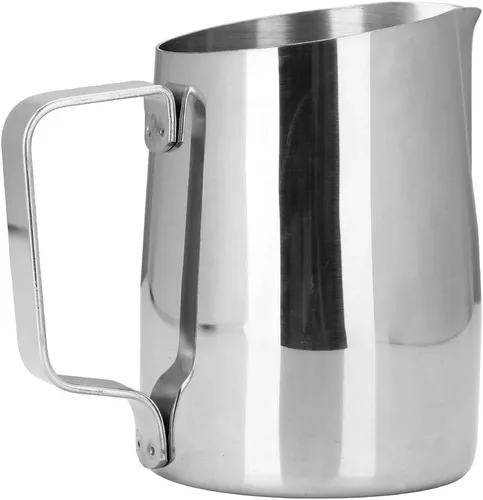 Vista 4 de Jarra de vapor para expreso, jarra de espuma de leche espresso, acero inoxidable, taza de arte de café con leche, 14.2 oz (14.2 fl oz)