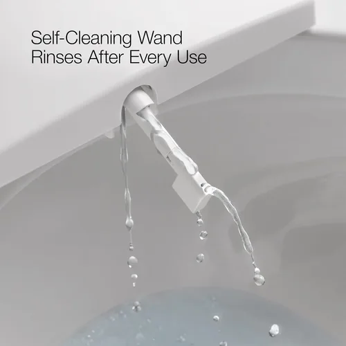 Vista 9 de Kohler PureWash E820 - Asiento de inodoro alargado con calefacción, blanco con control remoto, tapa de cierre silencioso, desodorización automática