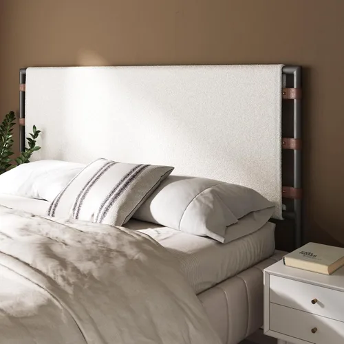 Vista 10 de Nathan James Harlow - Cabecera colgante de pared moderna, tamaño Queen, piel sintética marrón
