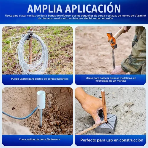 Vista 5 de 1" SDS HEX Ground Rod Driver, vástago hexagonal del conductor de la barra del taladro del martillo, muy resistente