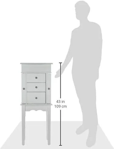 Vista 2 de Uniware Elegante armario de madera con 4 cajones, espejo y patas, color blanco