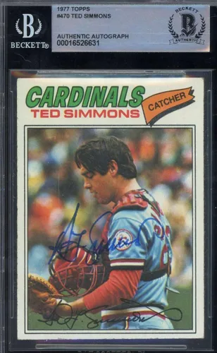 Ted Simmons Beckett BAS Signed 1977 Topps Autographed