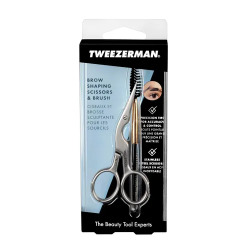Vista 8 de Cepillo y tijera inoxidables para estilizar las cejas, de Tweezerman, paquete de de 1, Acero inoxidable clásico