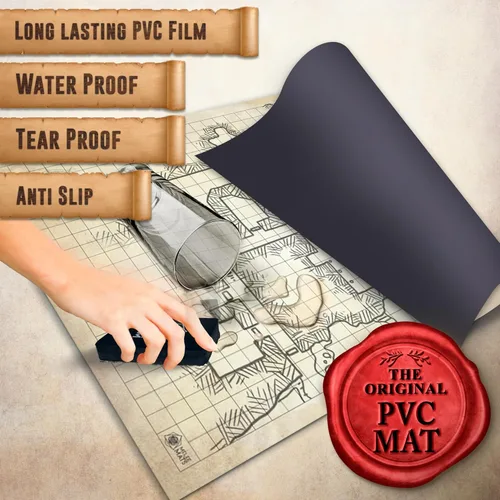 Vista 2 de Melee Mats DND Map Starter Set - 24" x 36", Rejilla de Terreno de Batalla de Borrado Húmedo y Seco para Calabozos y Dragones - Experiencia