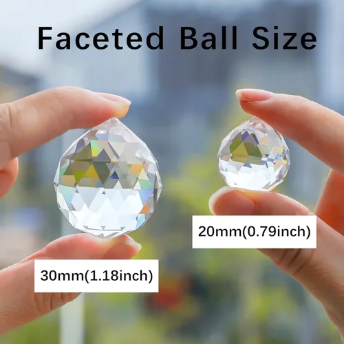 Vista 2 de Crystalsuncatcher - 10 piezas de lámpara de araña de cristal de cristal, piezas de prismas de cristal arcoíris, piezas de bricolaje, adornos de bola