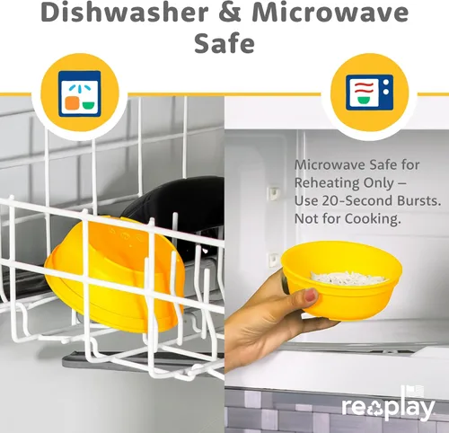 Vista 7 de Re Play - Tazones de plástico reutilizables de 12 onzas, paquete de 6 cuencos aptos para lavavajillas y microondas para cereales, aperitivos