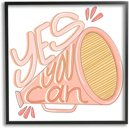 Vista 10 de Stupell Industries Yes You Can Megaphone Cheerleader Shout Frase motivacional, diseño de Anna Whitham, rosa