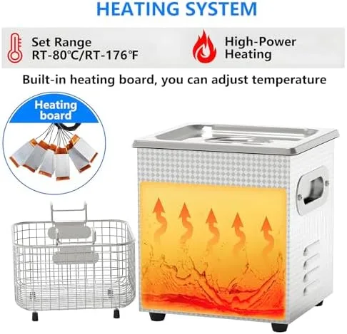 Vista 5 de Professional Ultrasonic Cleaner with Heater & Timer - Digital Jewelry & Parts Cleaner for Dental, Electronics, Small Items - 1.3L Capacity