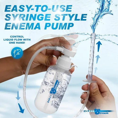 Vista 2 de Cleanstream Pump Action - Botella de enema con boquilla flexible y mango estilo jeringa, capacidad de 10.1 fl oz, material de silicona, sistema