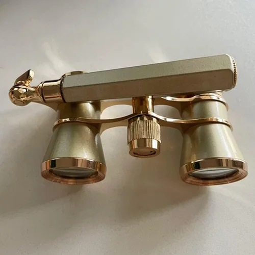 Vista 5 de Gafas de ópera 3 x 25 con telescopio binocular con mango/kit de accesorios para mujer, telescopio para mujeres y niñas, regalo dorado, binoculares