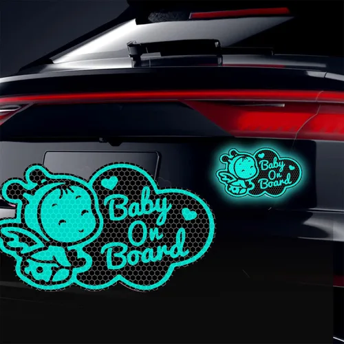 Vista 16 de 2 calcomanías reflectantes para niños a bordo, para mantener la distancia, calcomanías de advertencia de seguridad para automóvil (plata cepillada)