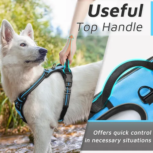 Vista 4 de Eagloo Arnés para perro de tamaño pequeño, chaleco de servicio sin tirones con tiras reflectantes y asa de control, ajustable y cómodo para caminar